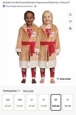 Rudolph Toddler Pajamas and Robe Set, 3-Piece, Size 4T Brown NWT