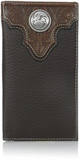 Ariat Mens Triangle Top Brown Leather Rodeo Wallet Checkbook Cover