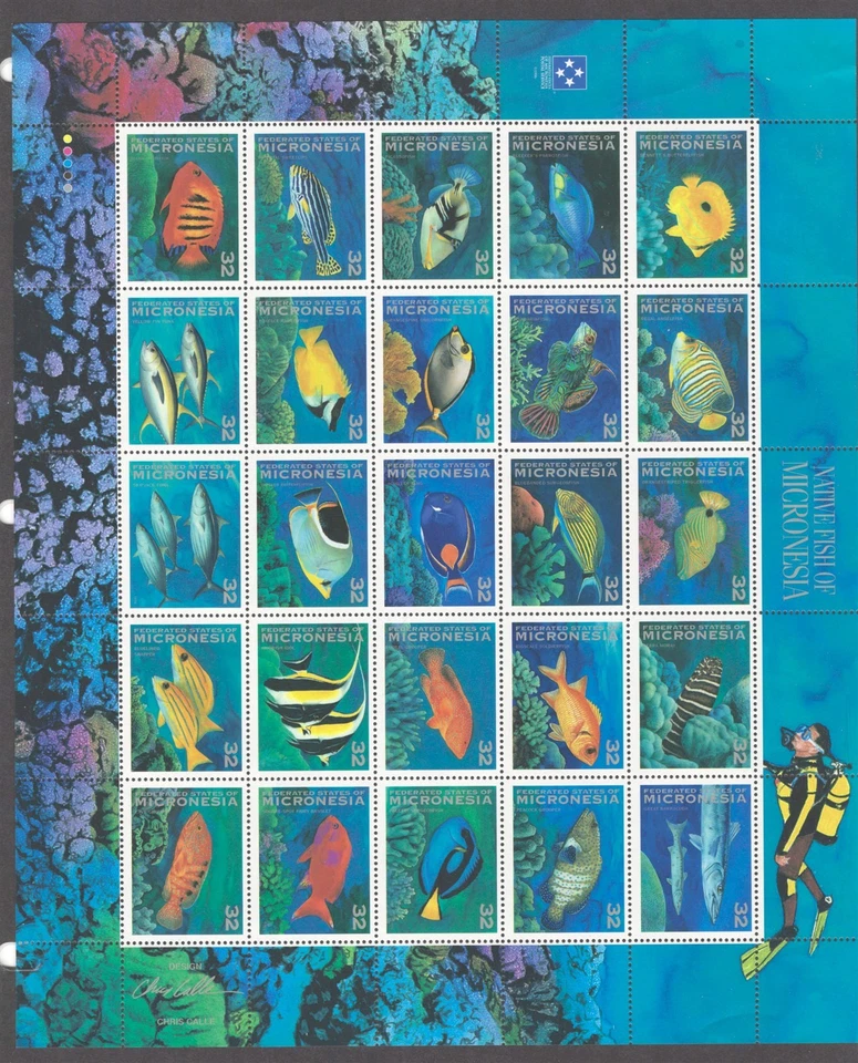 Micronesia 213-214, 218-226 MNH Tropical Fish blocks & sheet ZAYIX 0825L1788 - Image 4 of 4