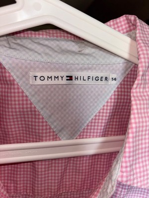 pink-weiß karierte Damenbluse von Tommy Hilfiger im der gröse L. 
