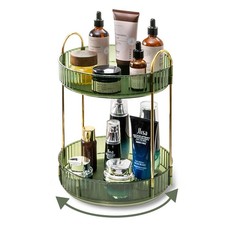 Asayuee 360 Rotating Makeup Organizer for Vanity,2 Tier Large Capacity Skinca...