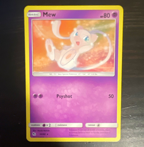 Pokemon Co. Mew 32/68 Hidden Fates Rare Basic 80 HP English 2019