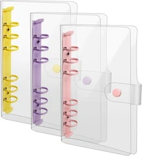 3 Pack A6 Soft PVC 6 Rings Binder Cover Clear Budget Binder Clear A6 6-Hole