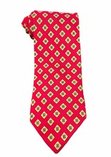 Ermenegilo Zegna Men's 100 Silk Red/Yellow Diamond Geometric Italy 3.75" Width