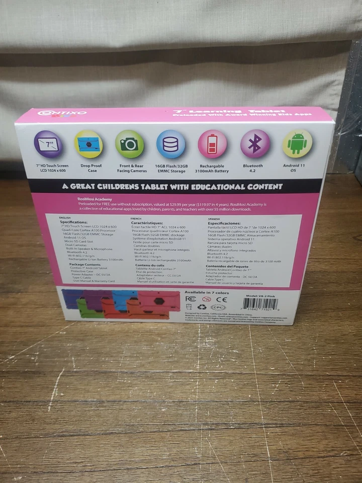 Contixo V8-2 16GB, Wi-Fi, 7 inch Tablet - Pink - Image 3 of 4