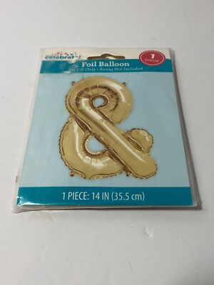 ''&'' Ampersand Symbol Foil Balloon, 14'', Gold Color, Celebrate Brand, New