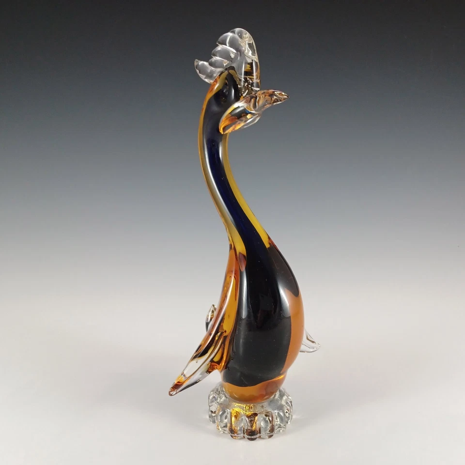 Murano / Venetian Blue & Amber Sommerso Glass Swan Figurine - Image 4 of 4