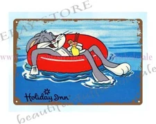 Cartoon Bugs Bunny in Pool metal tin sign unframed wall art decor