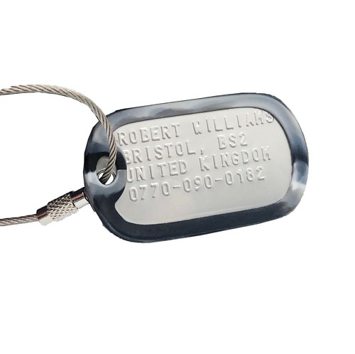 3 x Etiquetas de equipaje de metal personalizadas acero inoxidable personalizadas en relieve TheDogTagCo - Imagen 11 de 20