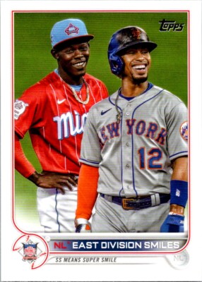 2022 TOPPS SERIES 1 NL EAST DIVISION SMILES NEW YORK METS/MIAMI MARLINS #98