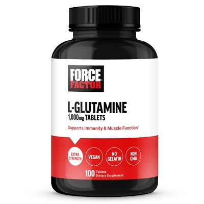 Force Factor L-Glutamine 1,000mg, Immune Support, Muscle Recovery, 100 Tablets