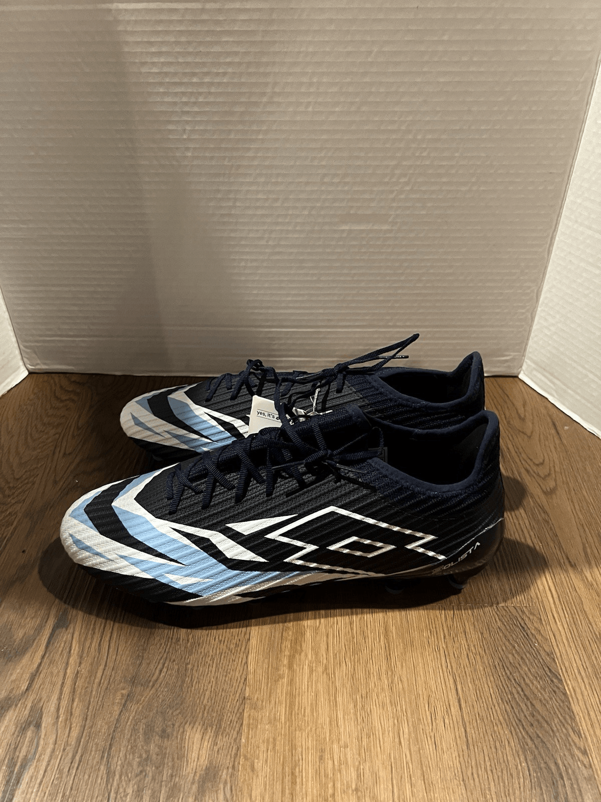 Tacchetti calcio Lotto Solista 200 VI FG taglia 10 nuovi blu navy bianco fiordaliso