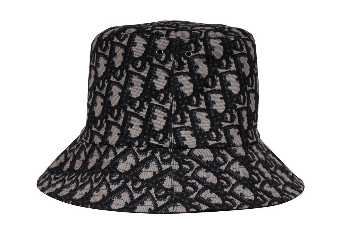 Dior Mens Oblique Logo Reversible Teddy D Brim Bucket Hat