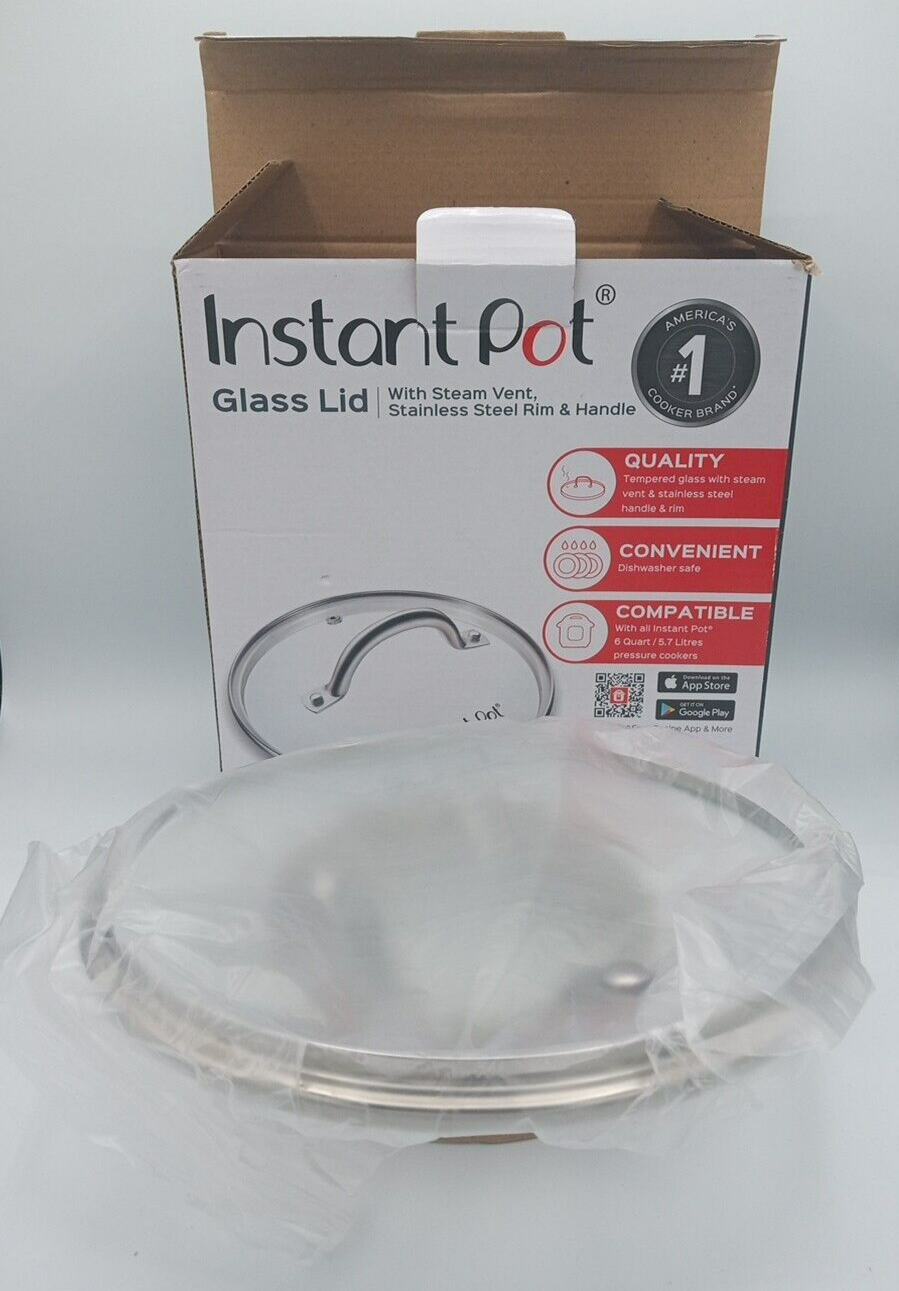 Instant Pot Glass Lid Stream Vent Stainless Steel Rim 6 Quart Cookers NEW IN BOX-image