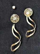 NABCO 14K YELLOW GOLD EARRINGS, ENHANCER/JACKETS SET, 4 LOOKS IN ONE