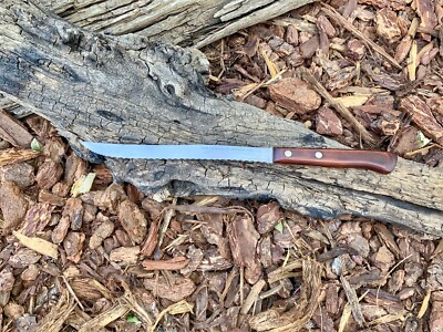 Vtg 14'' Flint Stainless Arrowhead Vanadium Steel Finely Serrated Bread Knife USA