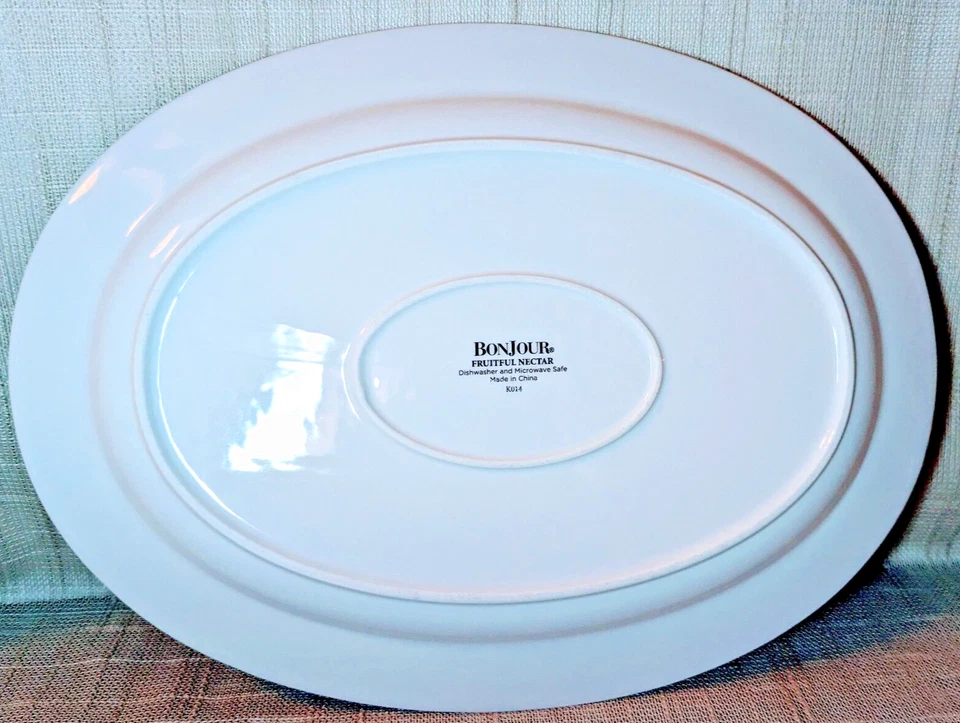 Louça de porcelana BonJour néctar frutífero 10 x 14" prato oval beija-flor - Imagem 4 de 4