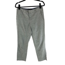 Banana Republic Womens Avery Pants Cotton Linen Blend Ankle Crop Gray 2