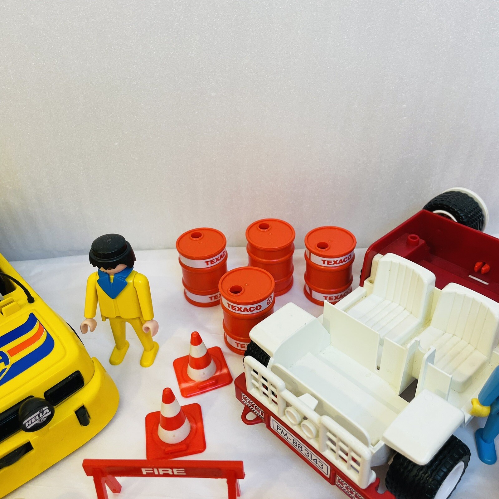 Lot of 1970s Playmobil Hella Car Racing Motorcycle Trailer Figures 50