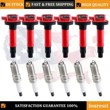 6 Pack UF553 Ignition Coil and Spark Plug for 2011-2017 Ford Explorer 3.5L DG520