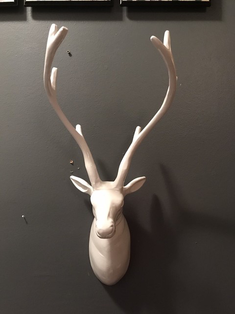 Faux Deer Head Wall Art Large Antlers Farm House Rustic Decor