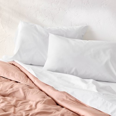 Standard 400 Thread Count Percale Pillowcases White - Casaluna