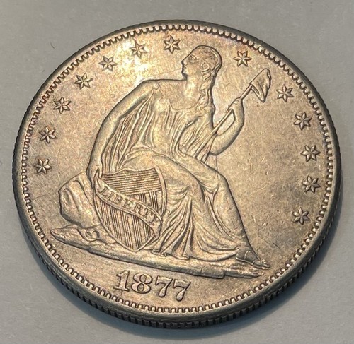 1877-S 50C Seated Liberty Half Dollar AU/UNC Details Coin US COLLECTIBLE #069