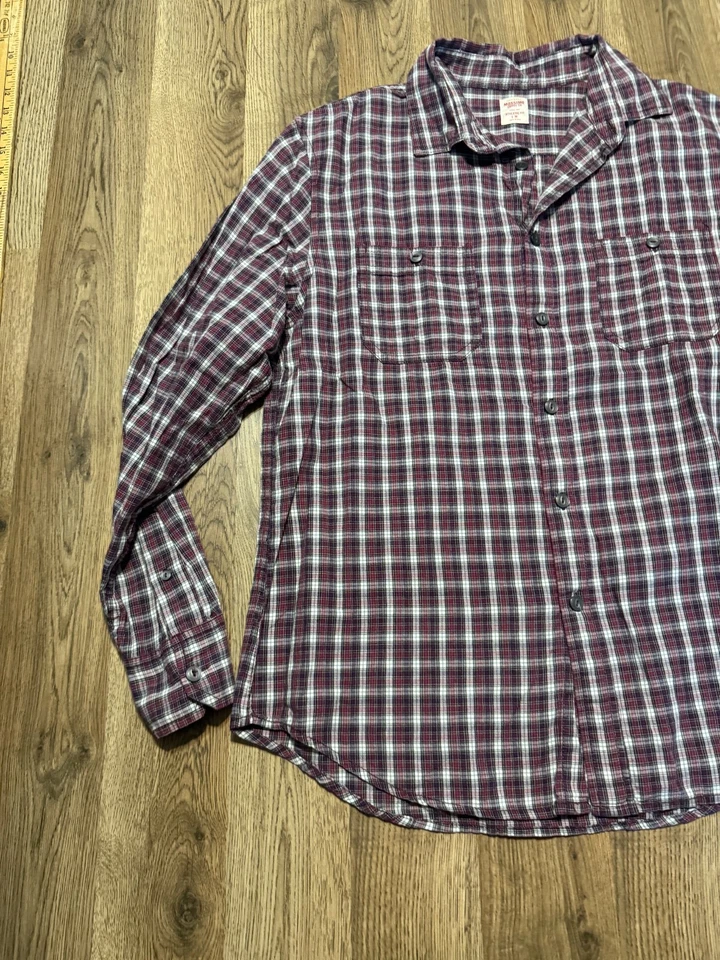 Mossimo Supply Co. Shirt Men's Medium Red White Black Long Sleeve Button Up - Image 3 of 4