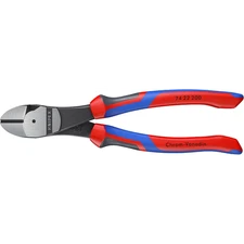KNIPEX 74 22 200 Comfort Grip High Leverage Angled Diagonal Cutter, 8-In, Angled