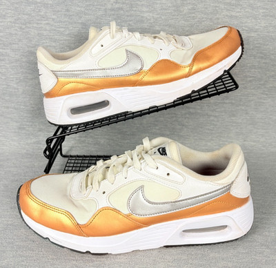 Nike Air Max SC Sneakers Womens 11 White Metallic Silver Gold Trainers