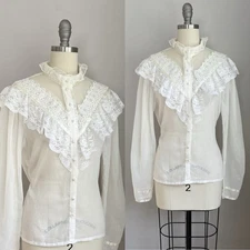 Vintage 70s GUNNIES Gunne Sax Jessica McClintock Cottagecore Blouse Size Small