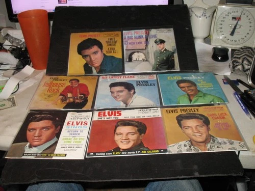 LOT OF 8 ELVIS PRESLEY PICTURE SLEEVES AND RECORDS RCA ORIGINALS IN AMAZING COND