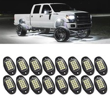 16x Pure White LED Rock Lights Underbody Glow Lamp for Offroad SUV Pickup Truck