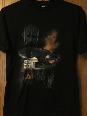 Star Trek - 2009 Black Movie Shirt - Captain Kirk & Mr. Spock - AAA - M