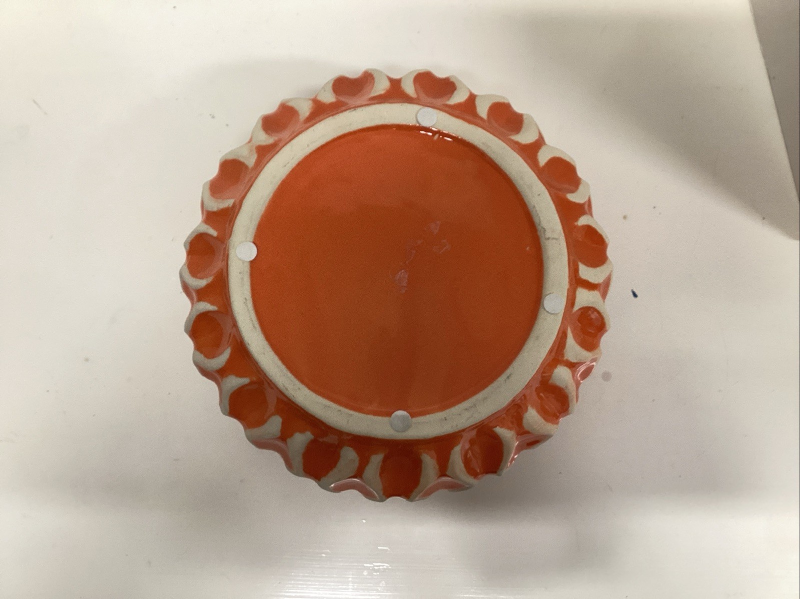 bed bath beyond IMAX  Agatha  ceramic vase orange/white wavy pattern