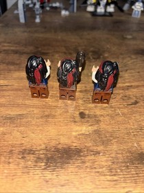 3x LEGO Pirates Caribbean Minifigure Captain Jack Sparrow Dark Brown And Blue