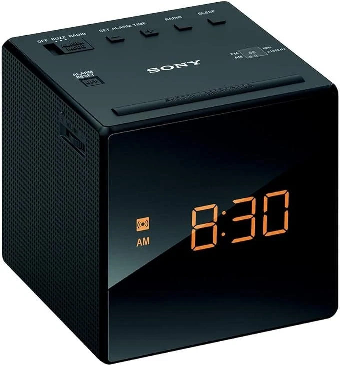 Radio reloj Sony ICF-C1: FM/AM/Wide FM compatible temporizador de sueño negro...