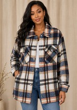 Women s Plaid Shacket Jacket Button Front Lon...