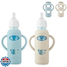 PandaEar 2 Pack Silicone Sleeves for Dr. Brown's 8oz Glass Baby Bottles, Anti