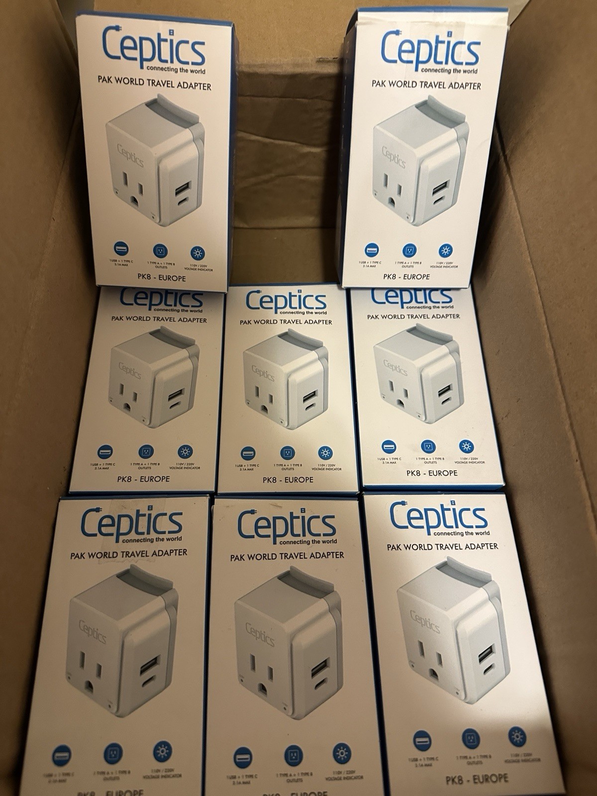 Ceptics Europe Travel Plug Adapter - Includes Type C Swadapt Attachment