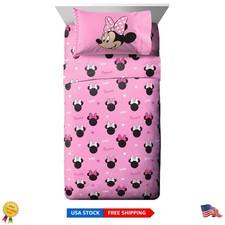 Ultra-Soft Disney Minnie Mouse Kids Sheet Set - 3 Piece Twin Bedding in Pink