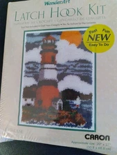 WONDER ART "LIGHTHOUSE" LATCH HOOK KIT #4299, APPX. SIZE 20"X27"
