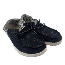 Hey Dude Wendy Tartan Dark Cheetah Black White Slip On Shoes Womens Size 6