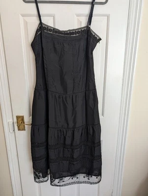 Oasis Black Silk Dress Size 16 - Image 1 of 4