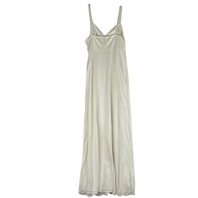 Vintage Ivory Slip Dress Lace Inset Long Silky Nightgown Lingerie