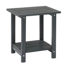 2-Layer Storage Room/Outdoor Rectangular Side Table Hdpe Coffee Table Dark Grey