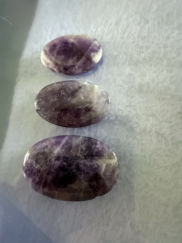 Amethyst Cabachon 3 Pc Oval - Handcut And Polished Loose Stones