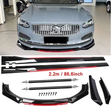 Front Bumper Lip Spoiler Splitter Side Skirt Glossy Black For Volvo S60 S80 S90
