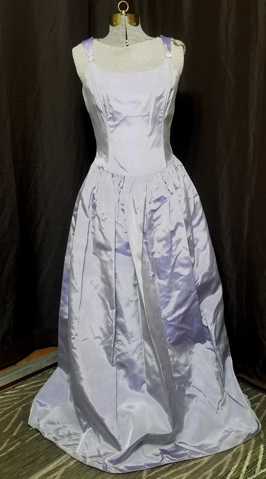 Gunne Sax Jessica McClintock Ball Gown 9/10 Lavender Corset Satin Taffeta - Image 3 of 4