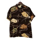 SUN SURF Noh Mask SS36653 Hawaiian Aloha Shirt Brown Rayon Size L Japan